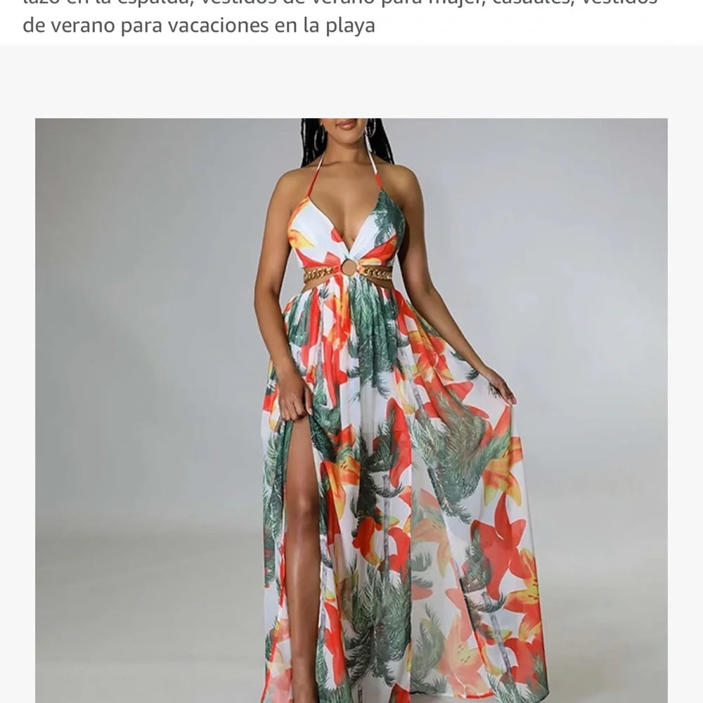 Vibrant Floral Halter Maxi Dress - Picture 11 of 11